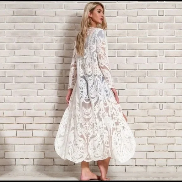 Open Lace Kimono Duster